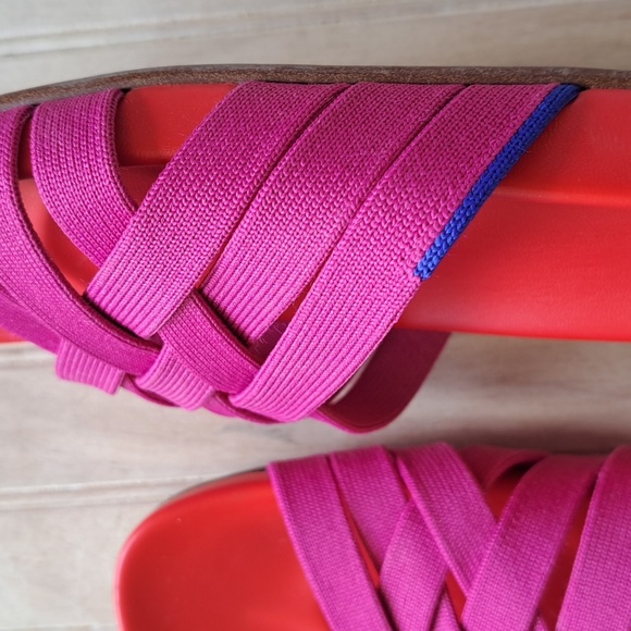 Rothy’s Crossover Woven Cherry Red Vibrant Colorful Comfort Knit Slide Sandals - Picture 3 of 10